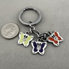 Cute Butterfly Red Purple Yellow Charms Silver Tone Keychain Key Ring 62710
