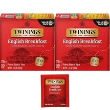 Twinings English Breakfast Tea Individually Wrapped Tea Bags 50 Count ( 2 Pack )