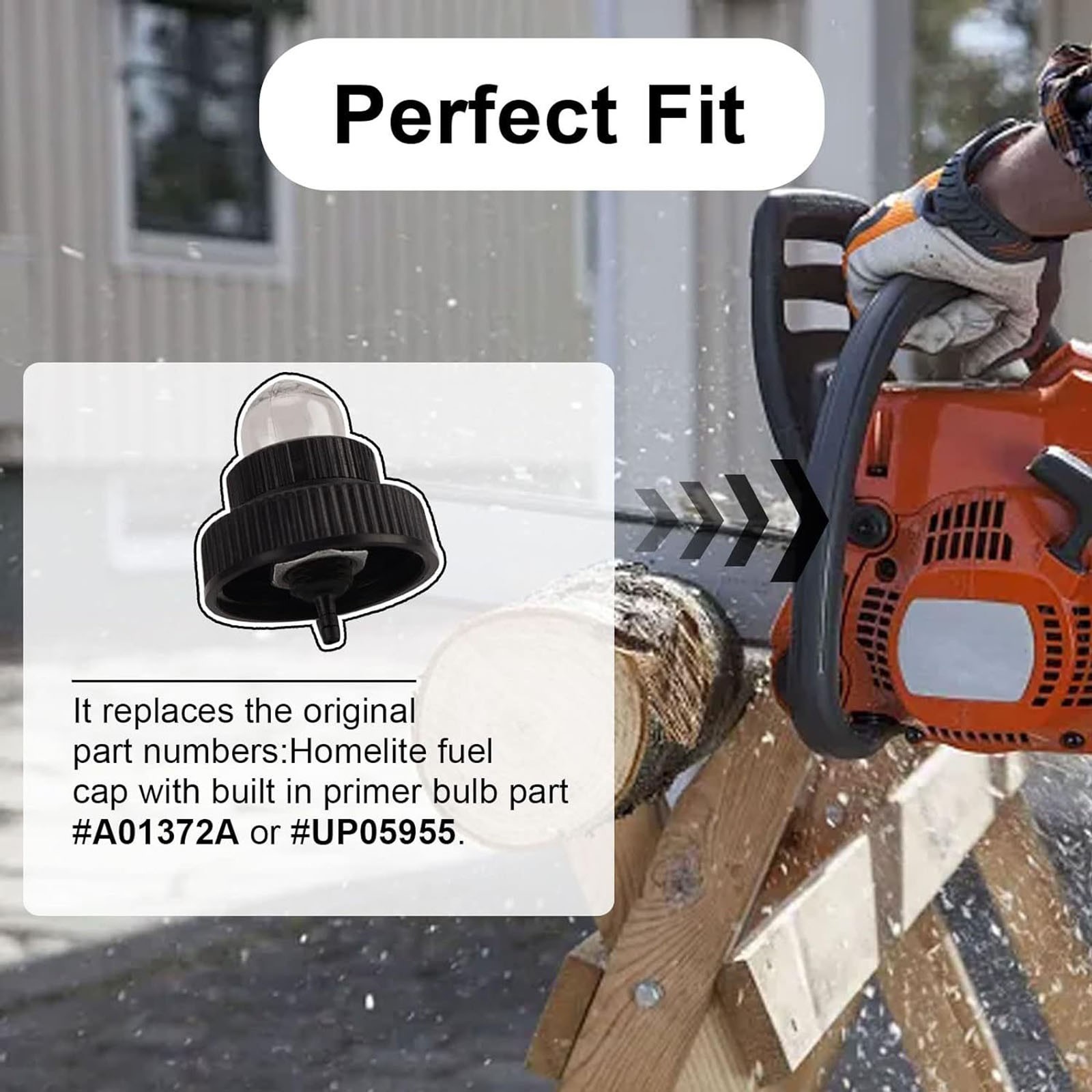 Chainsaw Fuel Gas Cap with Built-in Primer Bulb Fit For Homelite A01372A UP05955