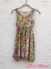 Extremely Me! Girls Dress White Pink Blue Neon Green Sleeveless Size 10-12