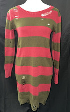 Nightmare on Elm Street Freddy Krueger Striped Sweater Dress COSTUME SIZE MEDIUM