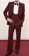 Mrbuerly Suit Mens Small Red 3 Piece Slim Fit Tuxedo Wedding Prom Groomsmen