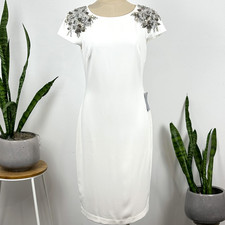 BADGLEY MISCHKA - BEADED SHEATH DRESS – IVORY FORMAL – AU 12 / 8 US