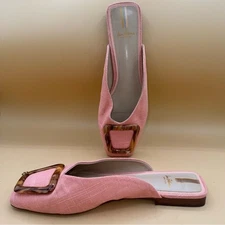 Sam Edelman Lavina Pink Mule Slides with Tortoise-style Buckle, Women's 8.5, VGU