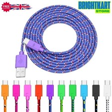 Heavy Duty USB Type C Charging Cable Braided Fast Phone Charger Long Lead 1M 2M