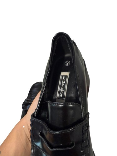 Vintage 90s y2k xhilaration loafers shoes 9 black vegan leather chunky goth - Picture 11 of 11