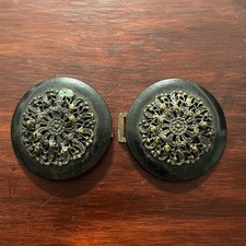 ANTIQUE VICTORIAN BLACK CELLULOID MOURNING CLOAK CLASP BELT BUCKLE - 2 3/8”