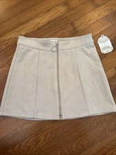Cream Beige Suede Skirt Altard State Big Zipper Size S