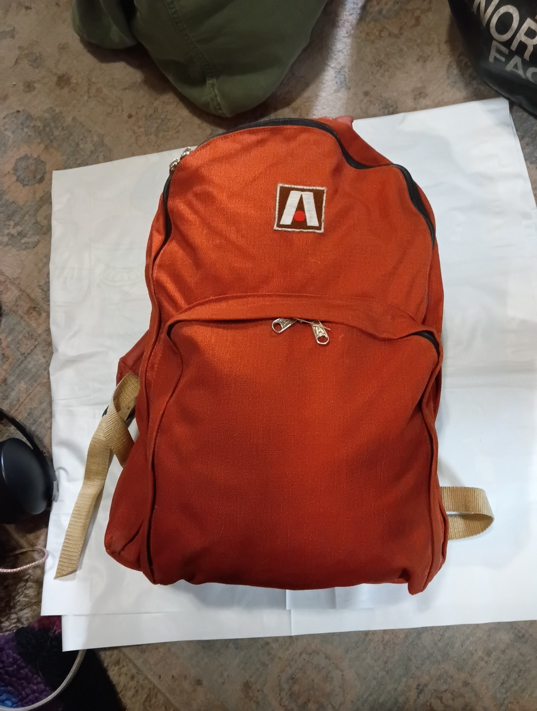 Mochila de Senderismo Exterior Naranja Brillante Academy Broadway Años 70 De Colección Nueva EE. UU. Nylon
