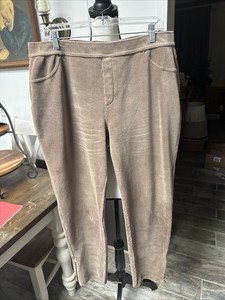 NWOT Susan Graver Taupe Corduroy Straight Leg Ankle Pants Sz L