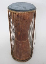 AFRICAN TRIBAL TALKING DRUM - ANTIQUE TALKING DRUM - figure carving club