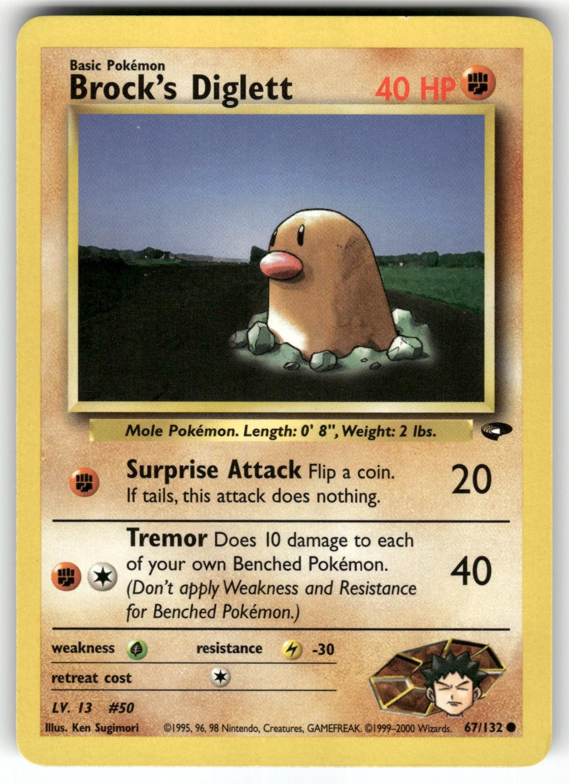 Brock's Diglett 67/132 Common Gym Challenge Pokemon Near Mint