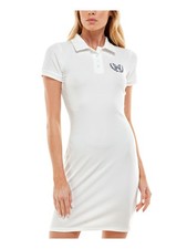 ULTRA FLIRT Womens Short Dress White Short Sleeve Polo Unlined Juniors S