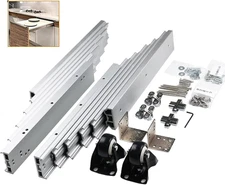 Full Extension Table Slide, Aluminum Telescopic Cabinet Table Guide Rail Hinge H
