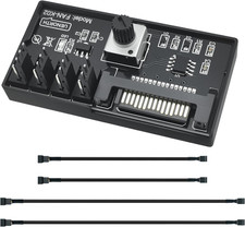 12V 4 Pin PWM Fan Speed Controller, PC Chassis Fan Adapter Hub Powered by SAT...