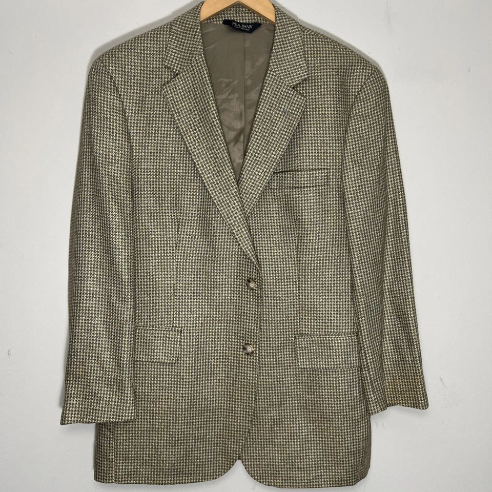 Casaco esportivo masculino 100% seda tamanho 41R Jos A. Blazer Bank padrão marrom e dourado - Imagem 2 de 4