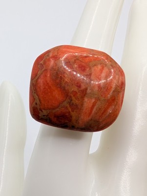 Barse 925 Sterling Silver Orange Stone Statement Ring Size 7.75 Thailand 14.5g