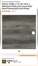 Home Decorators Waterproof Vinyl Plank Flooring 12 MIL 23.8 sq.ft/Case