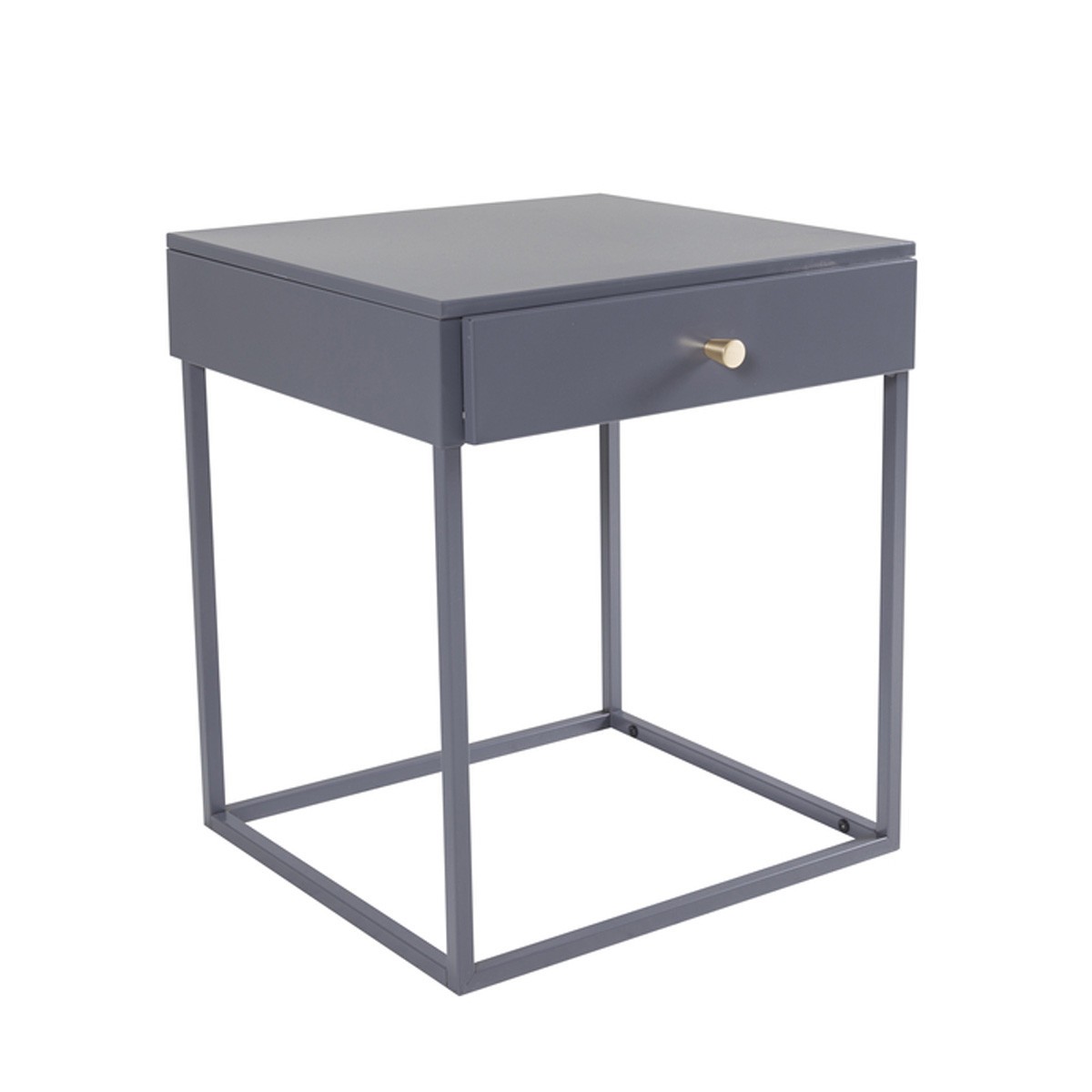 Table de chevet 1 tiroir Bakal gris meuble de nuit en bois 50cm