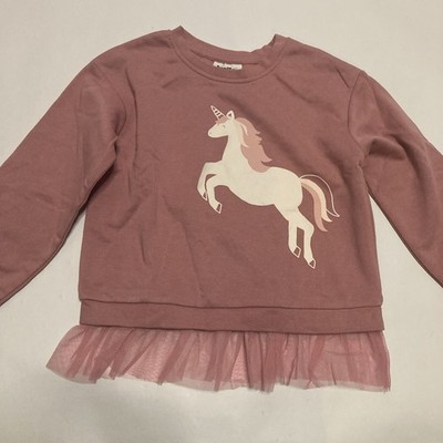 Lupilu Unicorn Shirt Pink Long Sleeve With Frills Size 4-6 Y Girls