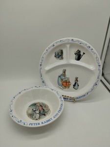 Vintage Eden Melamine Peter Rabbit And Friends Divided Plate & Bowl Child's