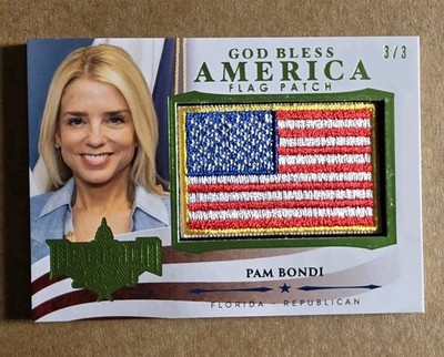 Decision 2024 Update Pam Bondi #U9 Lime Foil GOD BLESS AMERICA FLAG # 3/3