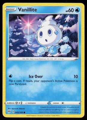 Vanillite 045/189 Common Darkness Ablaze Pokemon Near Mint