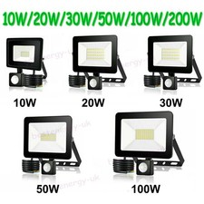 10/50/200W Outdoor LED Floodlight PIR Motion Sensor Garden Flood Security Light