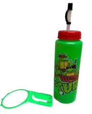 Vintage 1988 TMNT Water Bottle Betras Plastics Green Red Cap Mirage Studios USA