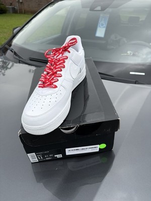 Nike Air Force 1 Low Men's Low Top Sneakers White/Red Lace-Up Solid