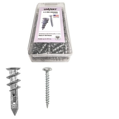 E-Z Ancor kit, 50 Zinc Self Drilling Drywall Anchors with 50 Phillip Screws #...