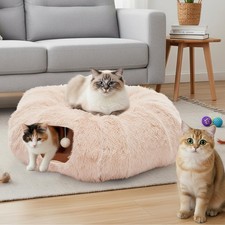 Cat Tunnel Bed for Indoor Cats Cave Donut Play Tunnel, Soft Plush Peekaboo, C...