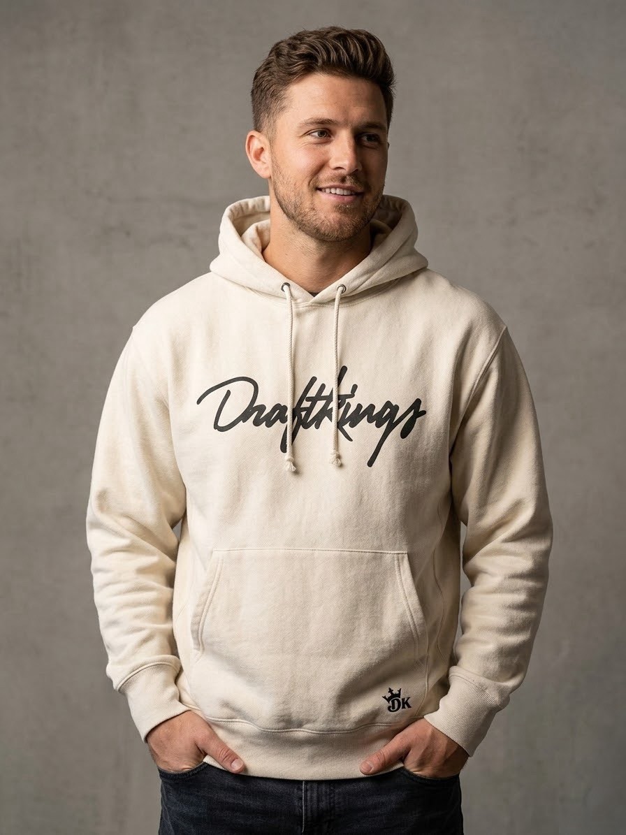Champion Reverse Weave DraftKings Hoodie Mens Large Oatmeal Cream Heavyweight L