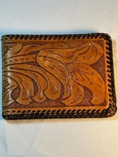 A7 Handmade Tooled Leather Wallet, Bifold, Mexico