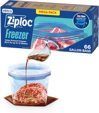 Ziploc Gallon Food Storage Freezer Bags, Stay Open Design, Easy to Fill, 80