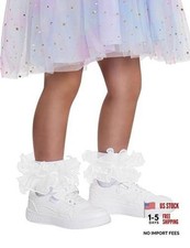 3 Pairs Girls Ruffle Socks Toddler Double Lace Frilly Dress Socks Pageant