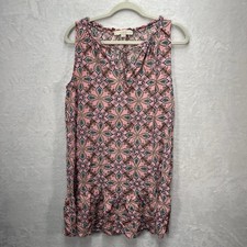 LOFT Ruffle Hem Shift Dress Womens Medium Floral Sleeveless Medallion