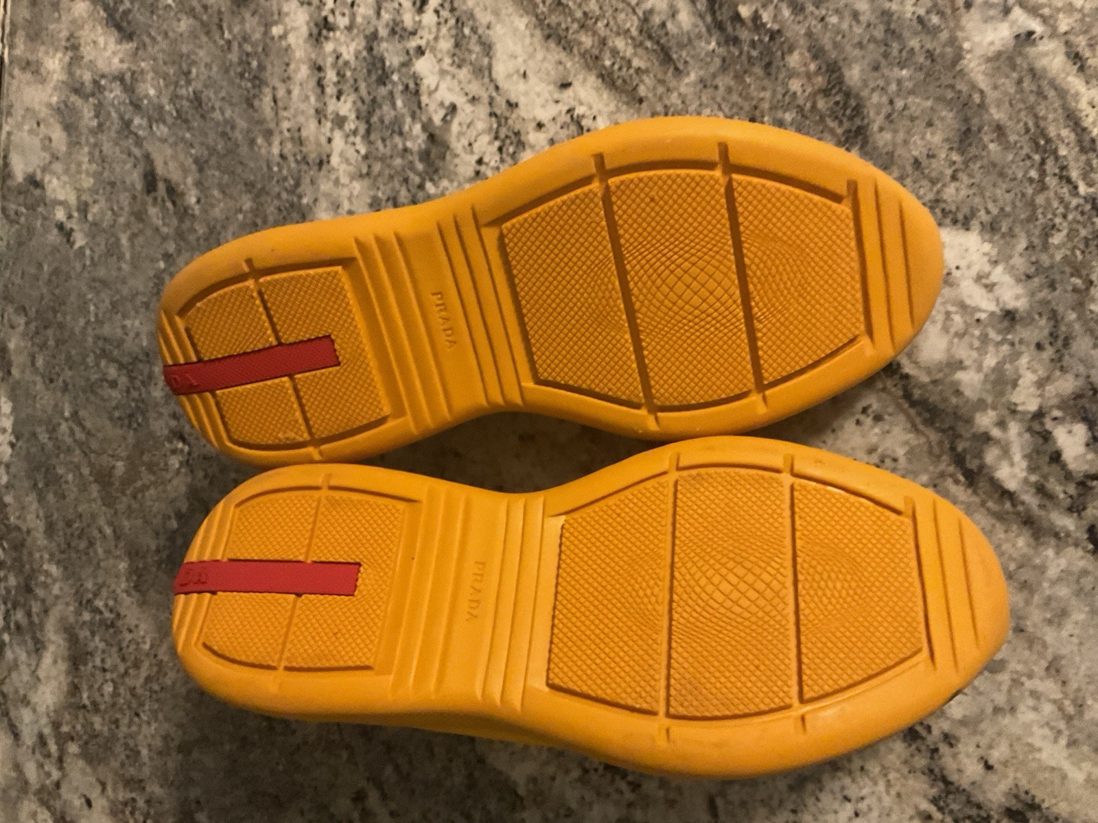 Prada Men's Yellow Gray White Low Top Lace Up Athletic Sneakers Rubber Outsole thumbnail 4