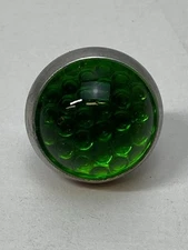 NOS motorcycle bicycle 1" GLASS REFLECTOR license plate GREEN Round #14