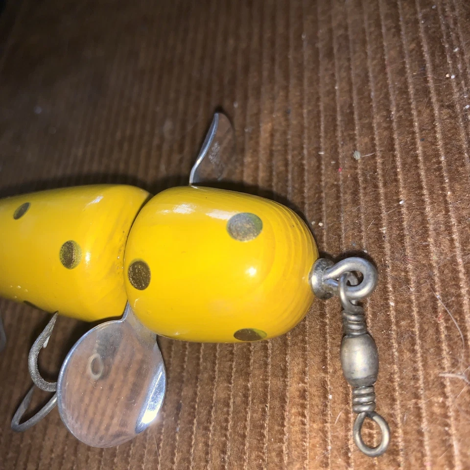 Cebo globo Pflueger, 3 5/8", amarillo con manchas de oro, #3796, C. 1932-52 Foto 4 de 4