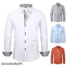 Men's Dress Shirts Formal Business Long Sleeves Elastic Casual Dress Shirts Tops