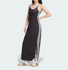 Adidas Originals Adicolor Womens Plus size 1X Stretch Tank Maxi Dress Black 3-S