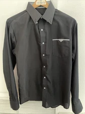 VSKA Long Sleeve Shirt, Fits Size L - White/Black Men's