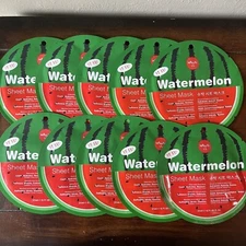 Lot Of 10 - Hallyu Watermelon Sheet Mask Cools Hydrates Revives Stocking Stuffer