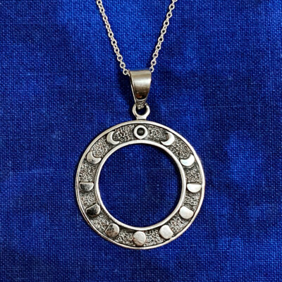 Sterling Silver 925 Celtic Knot Lunar Moon Phase Pendant with Sterling ...
