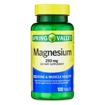 Spring Valley Magnesium Tablets Dietary Supplement, Support 250 Mg, 100 Count