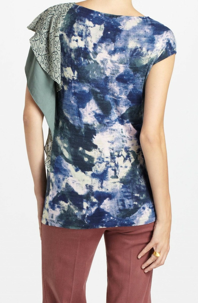 Deletta Watercolored Flourish Top Blouse Size X-Small, Small NW