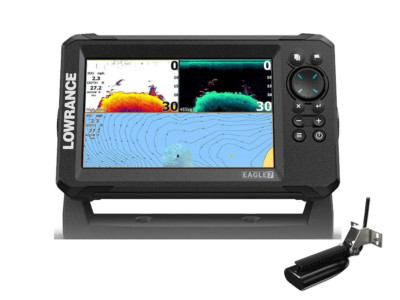Lowrance EAGLE 7 mit Splitshot HD Echolot Geber & Basiskarte, Fishfinder