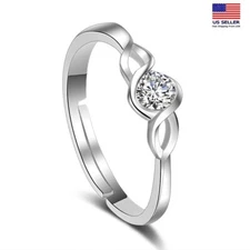 Fashion Women 925 Sterling Silver Ring Cubic Zirconia Intertwined Lines 1848