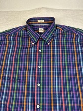 Peter Millar Dress Shirt Button Down Purple Cotton Plaid Men's XL
